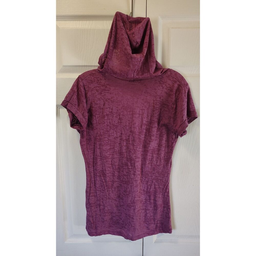 Maurices Women's Purple Burnout Short Sleeve V-Neck Pullover Hoodie Large - Picture 2 of 7